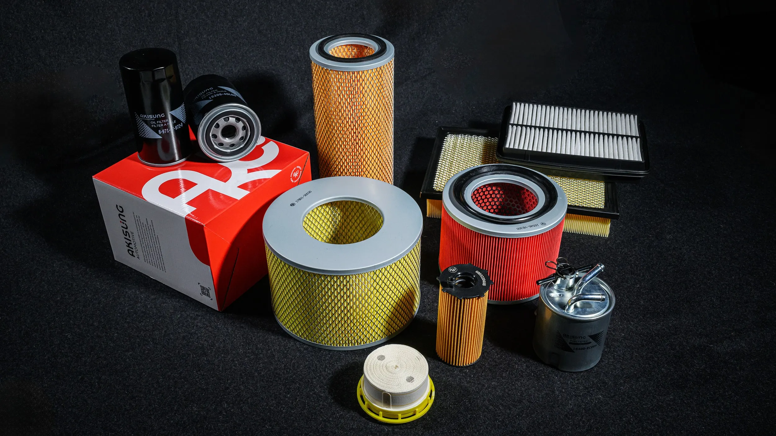 Gamme de filtres mise en scène avec son packaging